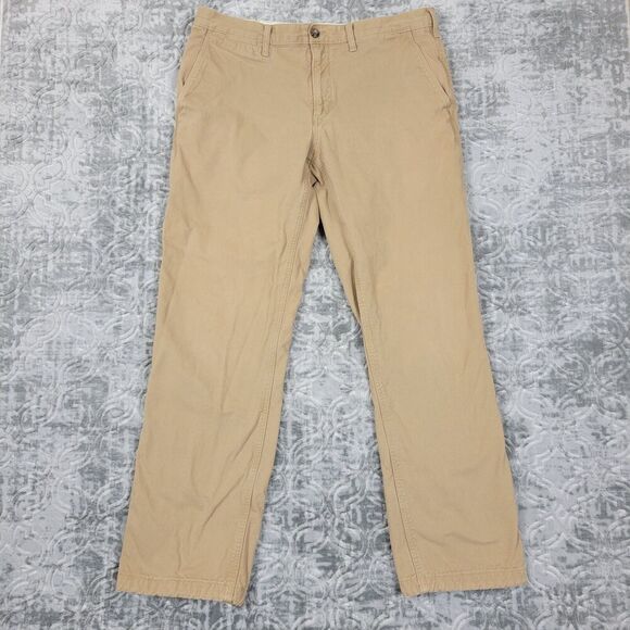 Eddie Bauer Pants Mens 36x34 Tan Khaki Flannel Lined Straight Leg Chino Outdoors - Picture 1 of 16